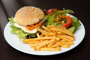 hamburger and salad