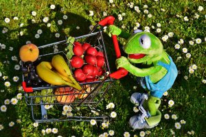 kermit shopping cart fruit and vegtables