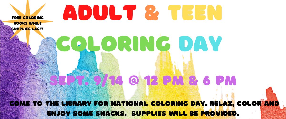 Sept 2022 Adult and Teen Coloring Day