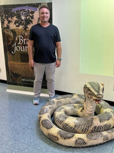 Thank you Jefferson Knapp for entertaining us on July 1st with your tales of how you came up with the characters for your books, especially the giant scary snake!